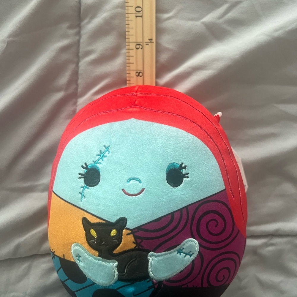 Squishmallow Colorful Plush Sally Doll with Cat, Nightmare Before Christmas